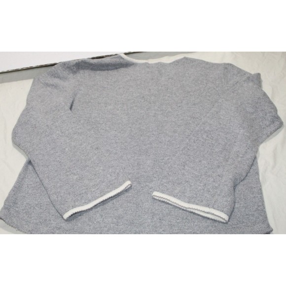 Vtg St. John's Bay Women's XL Sweater Grey Embroiled Floral Sweat heart Neck - Picture 6 of 8